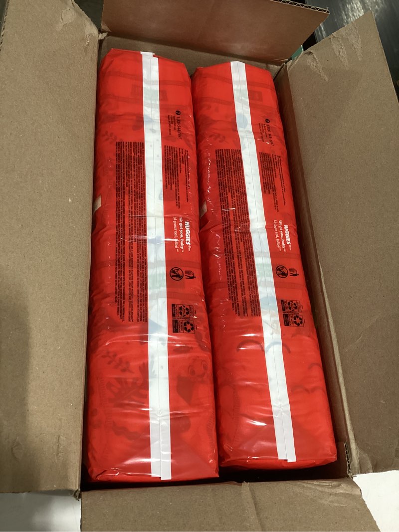 Condition photo showing New/Like New for huggies size 8 diapers, little movers baby diapers, size 8 (46+ lbs), 76 count (2 packs of 38), packaging may vary