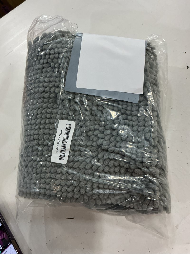 Condition photo showing New/Like New for olanly dog door mat for muddy paws 30x20, absorbs moisture and dirt, absorbent non-slip washable doormat, quick dry chenille mud mat for dogs, entry indoor entryway carpet for inside floor, grey grey solid 30" x 20"