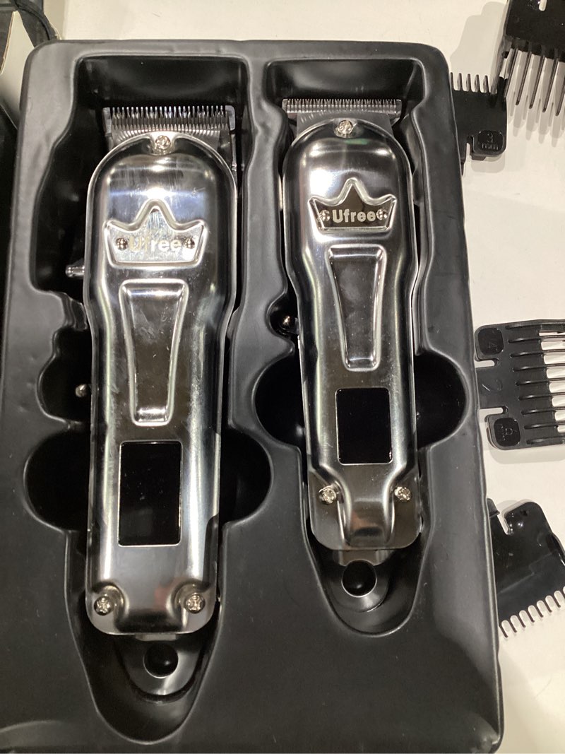 Condition photo showing As Is for Ufree Hair Clippers for Men Professional, Barber Clippers and Trimmers Set, Cordless Hair Clippers for Hair Cutting Kit with LED Display, Electric Hair Trimmer, Gifts for Men, Silver