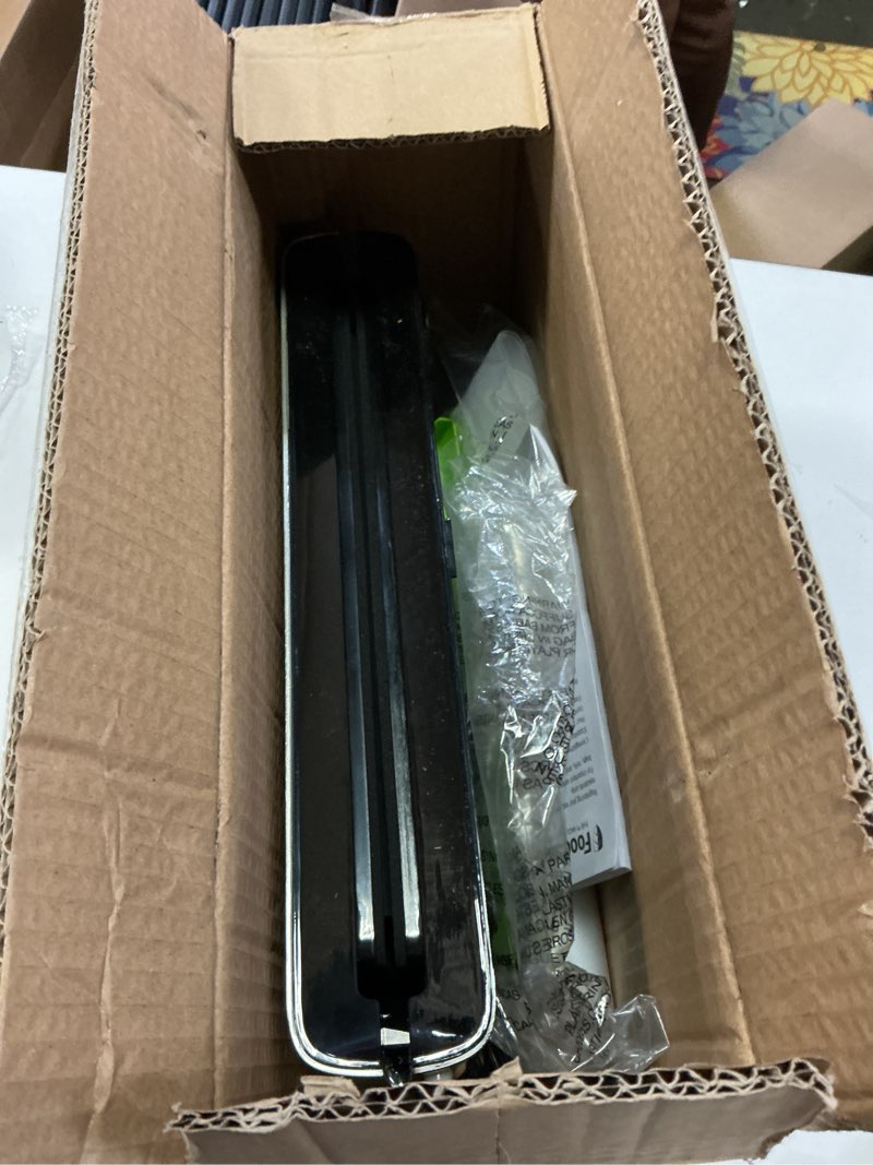 Condition photo showing As Is for FoodSaver PowerVac Compact Vacuum Sealing Machine Stainless Steel & Black Vertical Storage VS0150 | Preserves freshness reduces bag waste for both dry and wet food