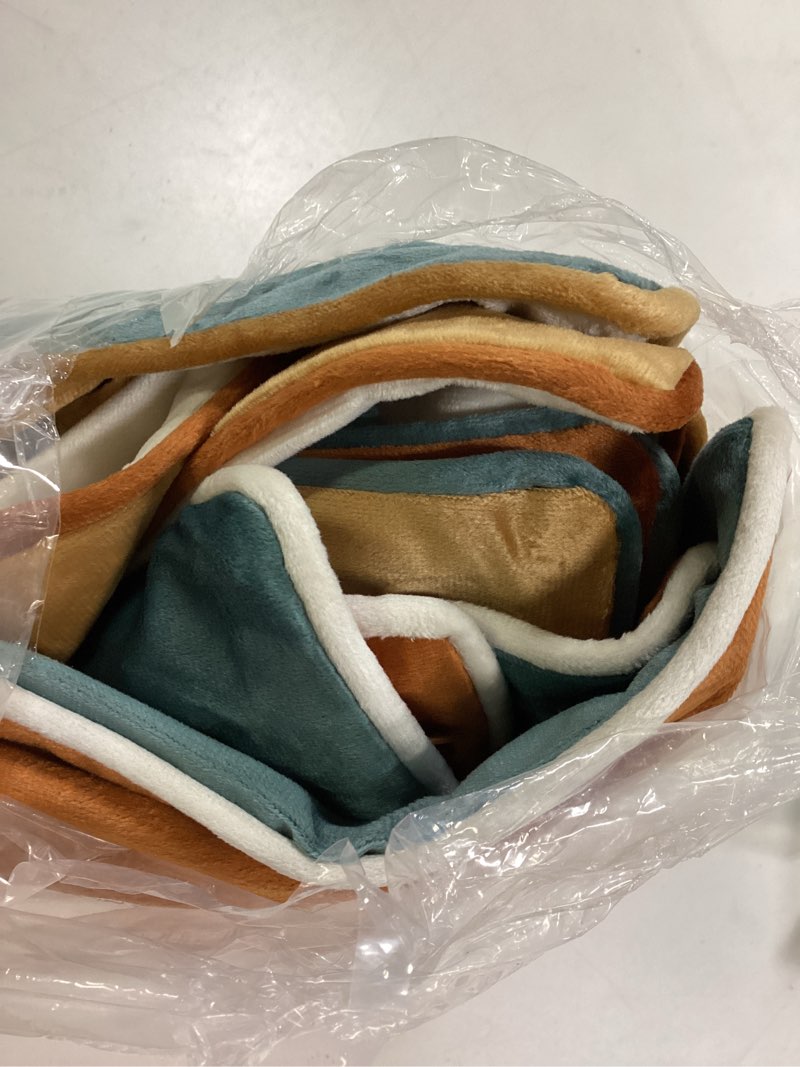 Condition photo showing Good Condition for Throw Pillow Covers 18x18 Inch Set of 4 Soft Velvet Decorative Throw Pillow Covers Square Cushion Case Solid Cushion Covers Modern Double-Colored pillowcases for Home Couch Decoration Orange/Teal