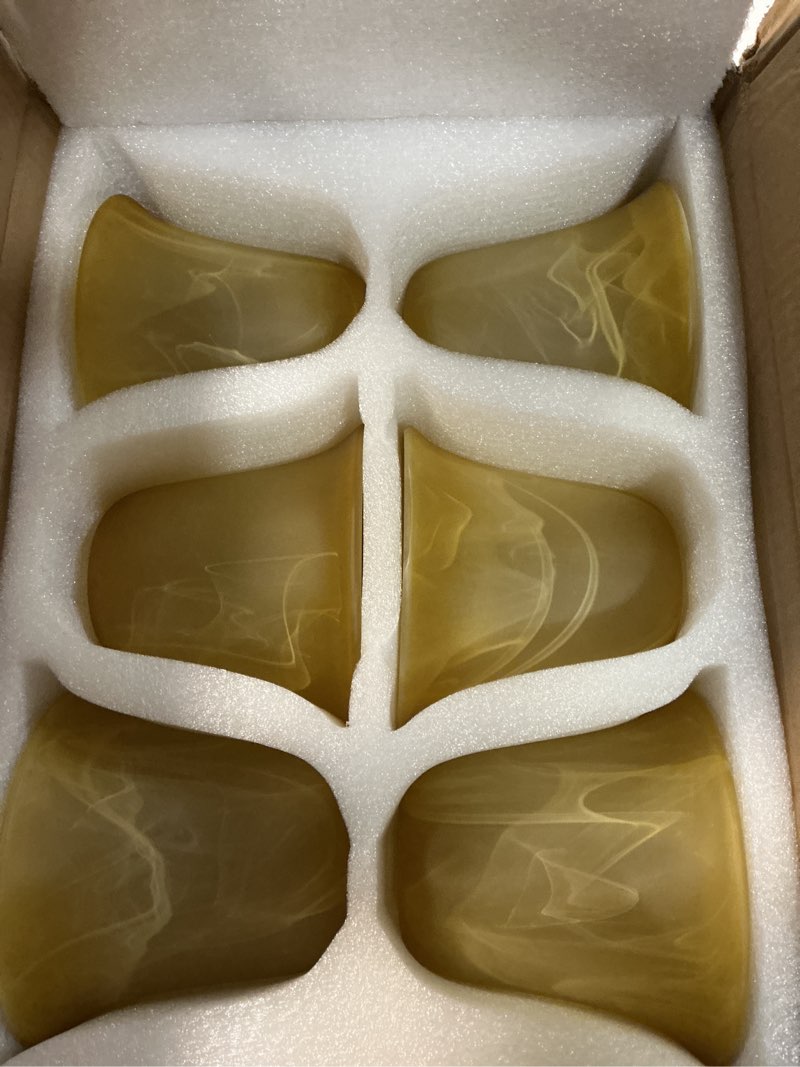 Condition photo showing New/Like New for 6 pcs bell shaped glass lamp shade e26 replacement globe ceiling fan light cover with 1-5/8'' fitter opening for chandelier wall sconce pendant light bathroom vanity fixture (amber marble) 6 amber marble