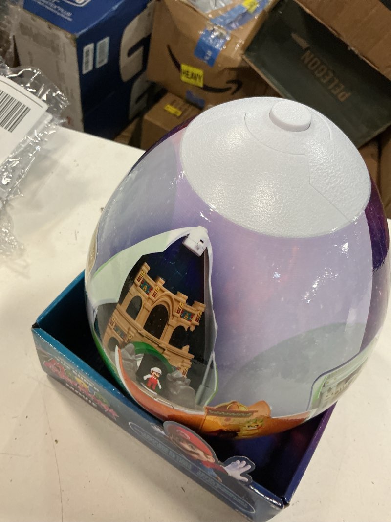 Condition photo showing Good Condition for the super mario galaxy movie – 9-inch yoshi egg playset with 1.5” yoshi and exclusive fire mario action figures, opens to reveal double-sided playset!