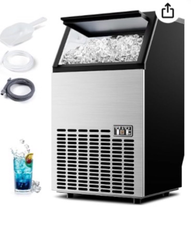 commercial ice maker, 100lbs/day, 45 cubes in 11 mins, under counter ice maker with 33lbs storage, self-cleaning, timer, ice maker machine for home/bar/cafe (commercial grade)