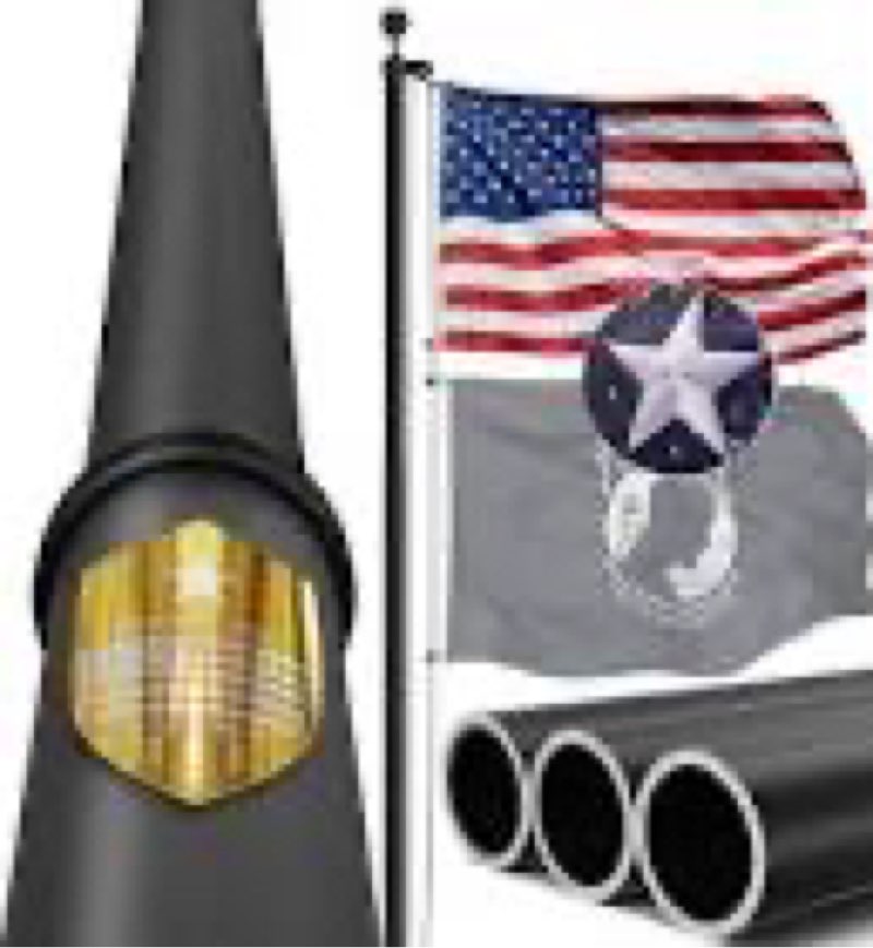 20ft heavy duty solar flag pole kit–tapered design,2.4" bottom tube,100mph wind tested 14 gauge flag