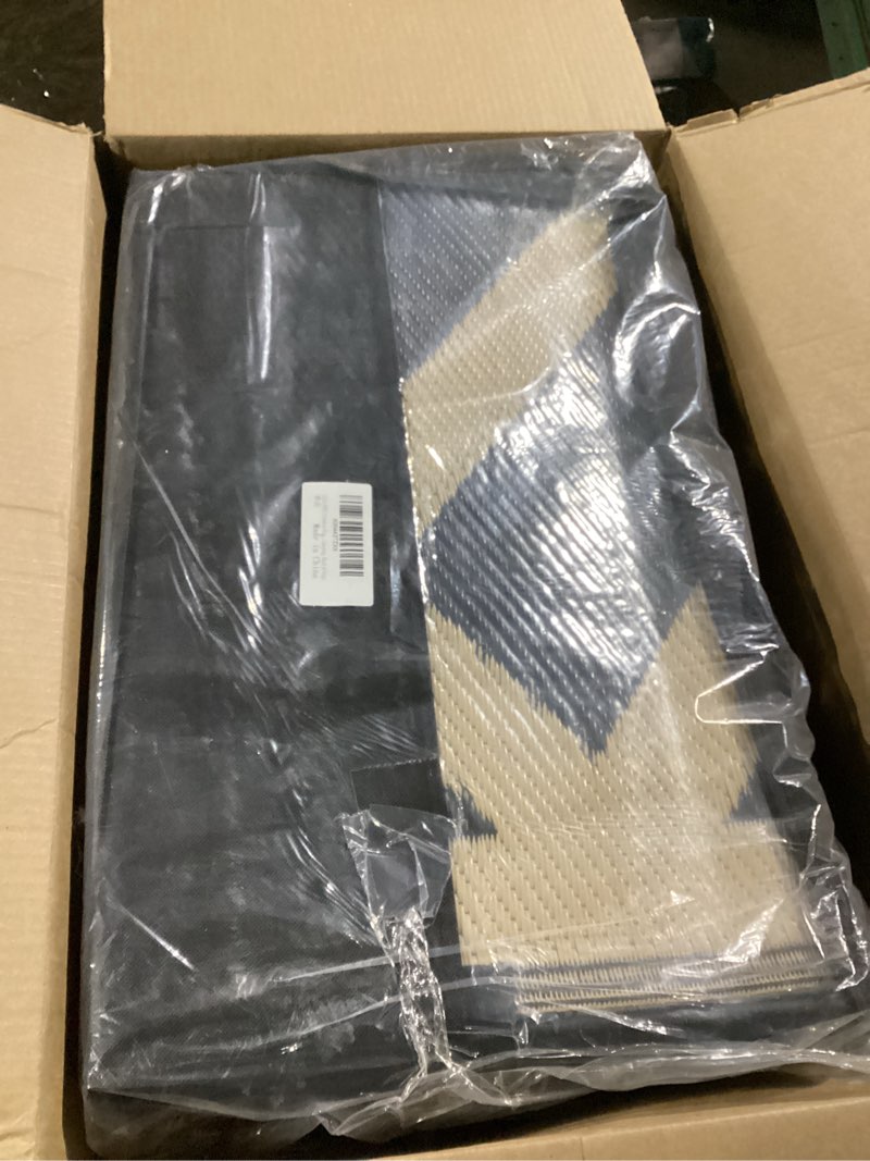 Condition photo showing Good Condition for lilioffic outdoor rugs - reversible mats, 9'x12' plastic straw rug for patio clearance waterproof, indoor outdoor area rug carpet for outside, rv, deck, picnic, beach, trailer, camping, black & beige 02/black & beige 9' x 12' (rectangular)