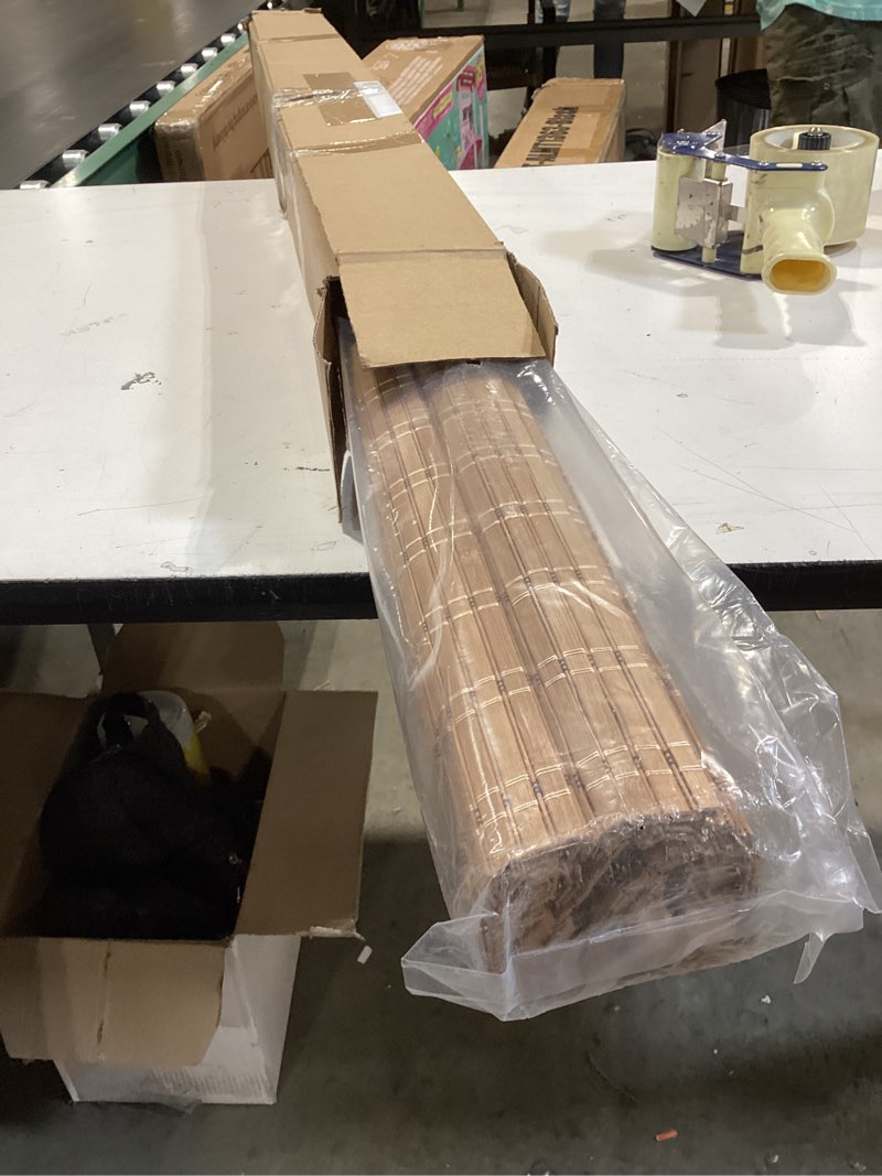 Condition photo showing Good Condition for lazblinds cordless bamboo roman shades, light filtering window treatment, roll up bamboo blinds for windows, 47'' w x 60'' h light filtering-brown206 47'' w × 60'' h