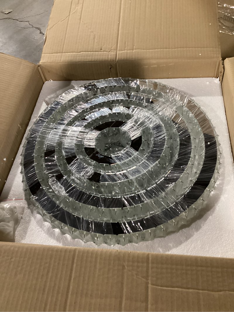 Condition photo showing Good Condition for clairdai led crystal chandeliers high brightnes 4 rings adjustable stainless pendant lighting chandeliers for bedroom living room dining room dia 5.9-9.8"-13.8"-17.7" 6500k cool white 060-cw