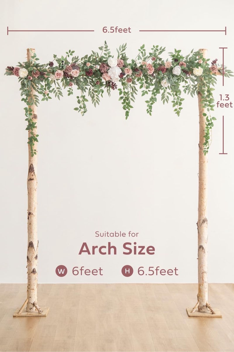 Ling's Moment 6.5FT Backdrop Floral Garland, Spring Artificial Wedding Arch Flowers Pink Decor, Blus