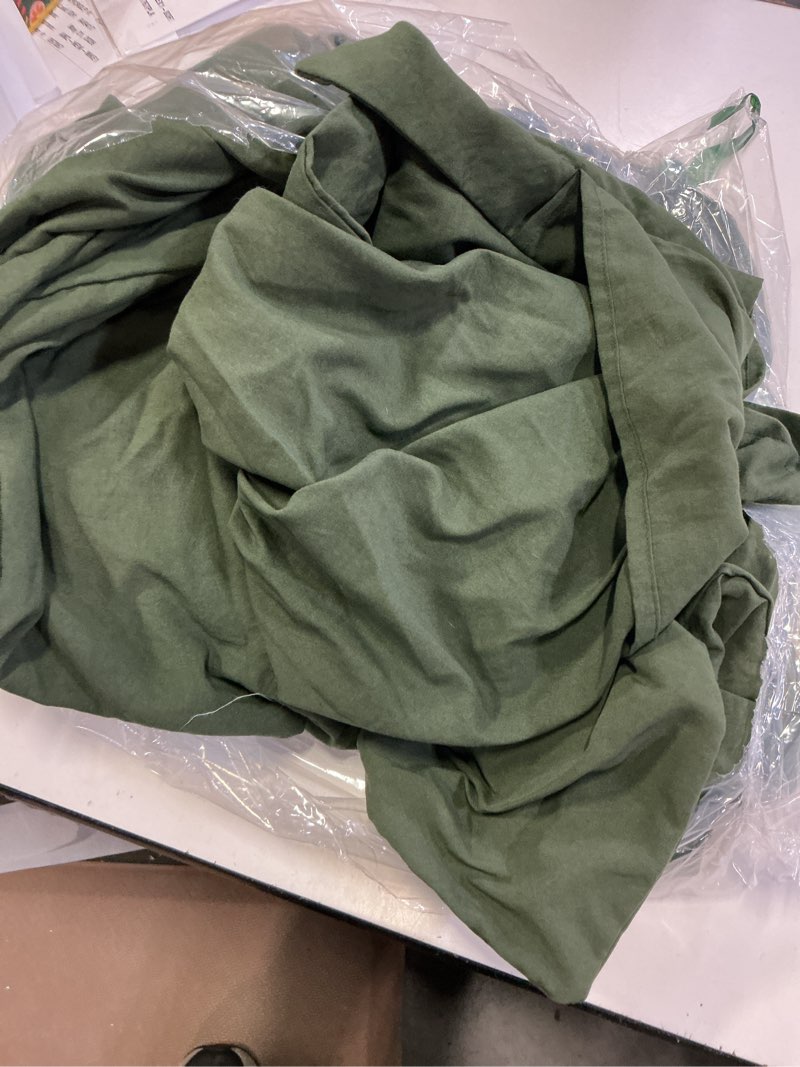 Condition photo showing As Is for bedsure olive green duvet cover queen size - 3 pieces prewashed cotton-like polyester extra soft bedding set, includes 1 duvet cover 90x90 inches with zipper closure & 2 pillow shams, no comforter 03 - olive green (no comforter) queen (90" x 90")