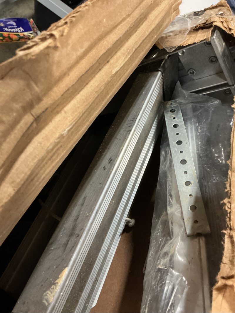 Condition photo showing As Is for lite 10-foot aluminium attic ladder 54" w x 22.5" h (rough opening), 375-pound load capacity, type iaa, ap2240ms