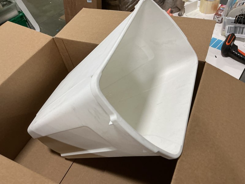 Condition photo showing As Is for Knape & Vogt QT35PB-WH Replacement Trash Can, 17.5" by 14.25" by 9.32" White 35 Quart (Pack of 1)