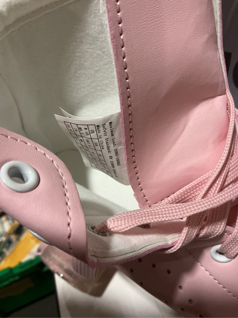 Condition photo showing Good Condition for jessie roller skates women and girl, pu leather light up adult roller skates, cute adjustable four-wheel beginner women roller skates outdoor indoor pink 41-women's 10