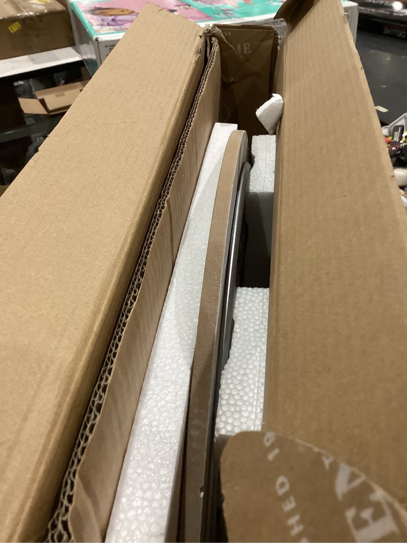 Condition photo showing Good Condition for Presentime & Co Classic Farmhouse Shiplap Clock, 19.5 inch, Galvanized Finish Arabic Numerals with White Shiplap Style. Large Farmhouse Decor for Living Room, Entryway, Home Office. Wall Décor