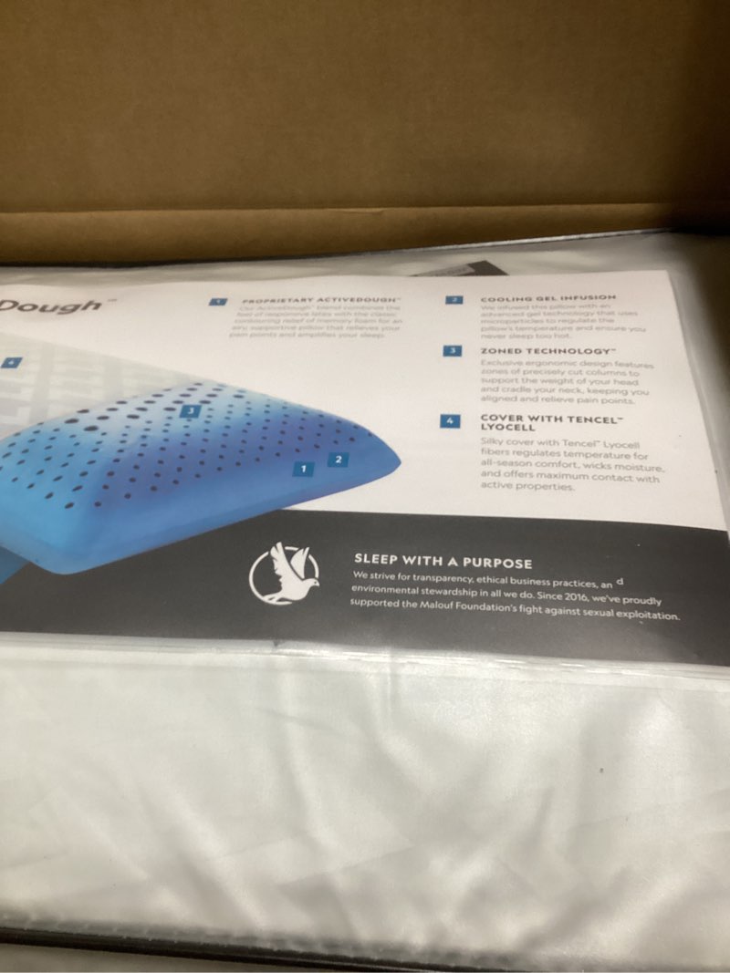 Condition photo showing Good Condition for malouf zoned pillow infused with temperature regulating gel-new activedough formula is responsive, supportive, and plush-mid loft-queen, blue queen (pack of 1)