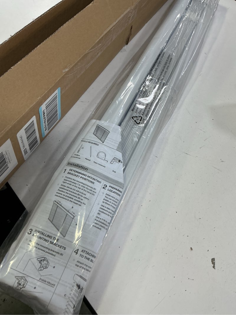 Condition photo showing Good Condition for LazBlinds Cordless White 1" Room Darkening Vinyl Mini Blinds, 30.5" W X 64" H Horizontal Window Blinds for Home, Cordless Shades for Indoor Windows White 30.5"W X 64"H