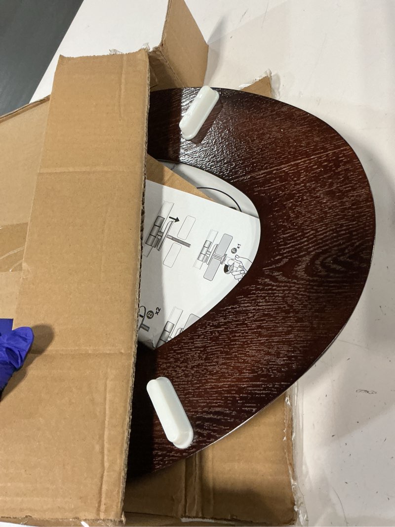 Condition photo showing Good Condition for deewow elongated toilet seat soft close, wood oval toilet lid with slow close chrome hinges, heavy duty durable natural veneer wooden toilet seat (elongated, dark walnut)