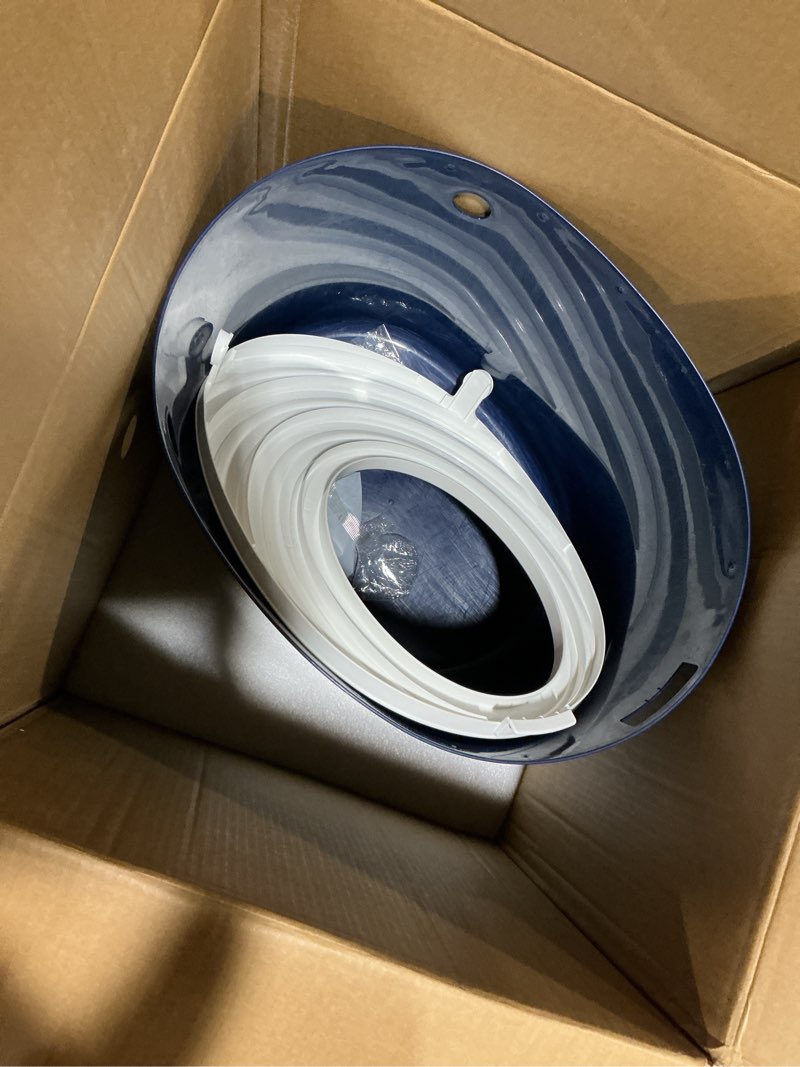 Condition photo showing As Is for iris usa cat litter box large top entry with lid enclosed covered hooded design litter catching scatter shield pan dog proof pet proof scoop included odor control for indoor cats kittens, navy/white top entry navy