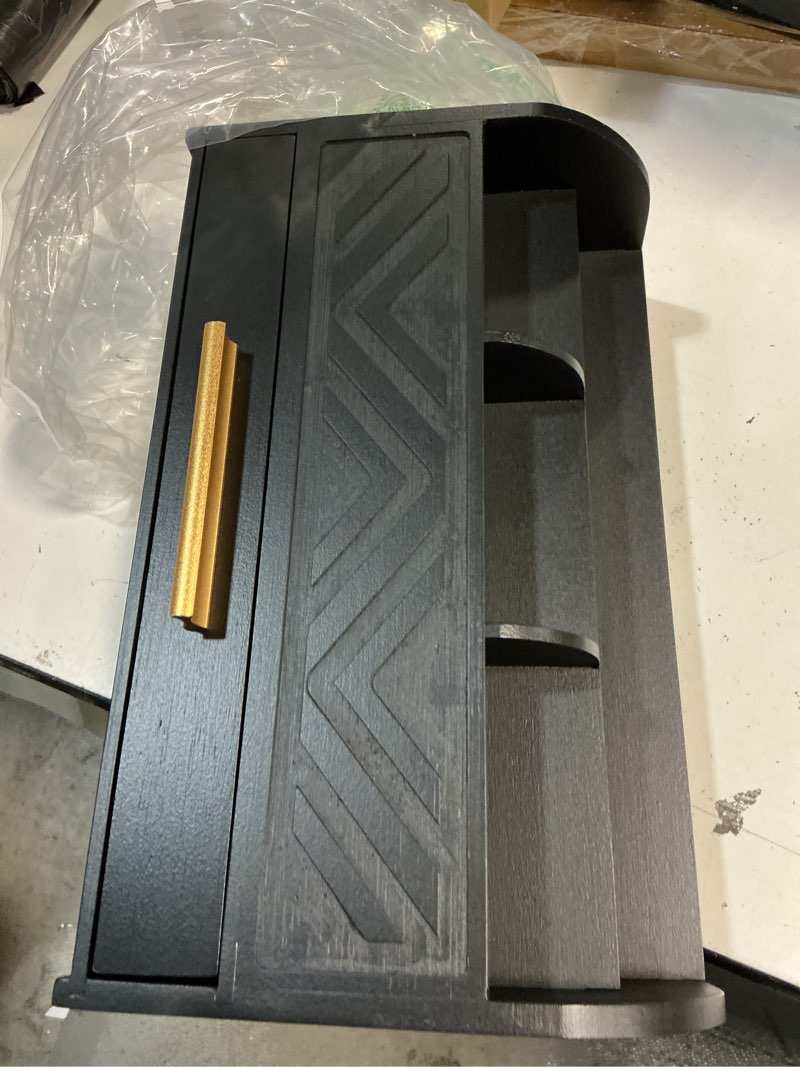 Condition photo showing Good Condition for charmewooden black desktop organizer with drawer storage, white desk organizer mail holder mail organizer countertop pen holder letter sorter make up organizer for school home office supplies