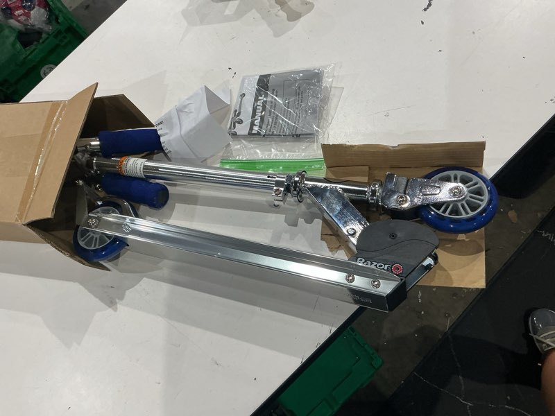 Condition photo showing Good Condition for razor a2 kick scooter for kids ages 5+ – wheelie bar, foldable, lightweight, aluminum frame, front vibration reducing system, adjustable height handlebars blue