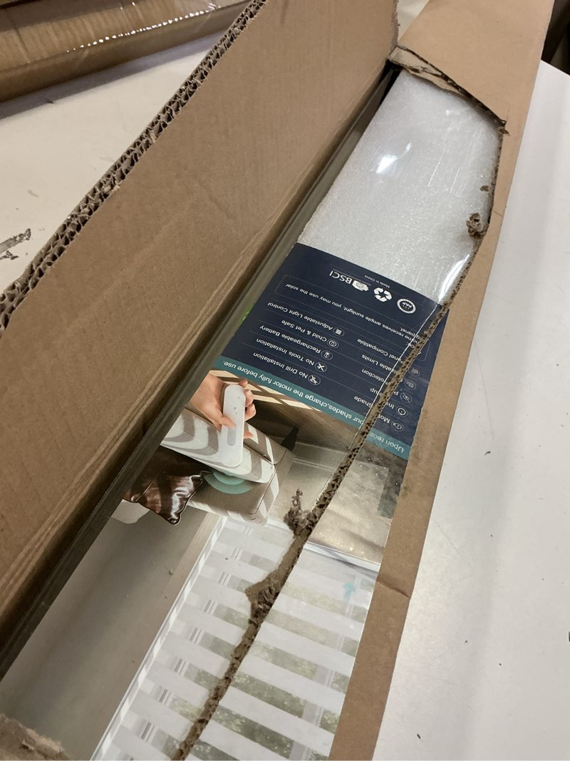 Condition photo showing Good Condition for no drill motorized zebra blinds with remote,cordless shades dual layer,thermal insulated upgraded shades(white,36" w x 72" h) photo film-white 36"w*72"h