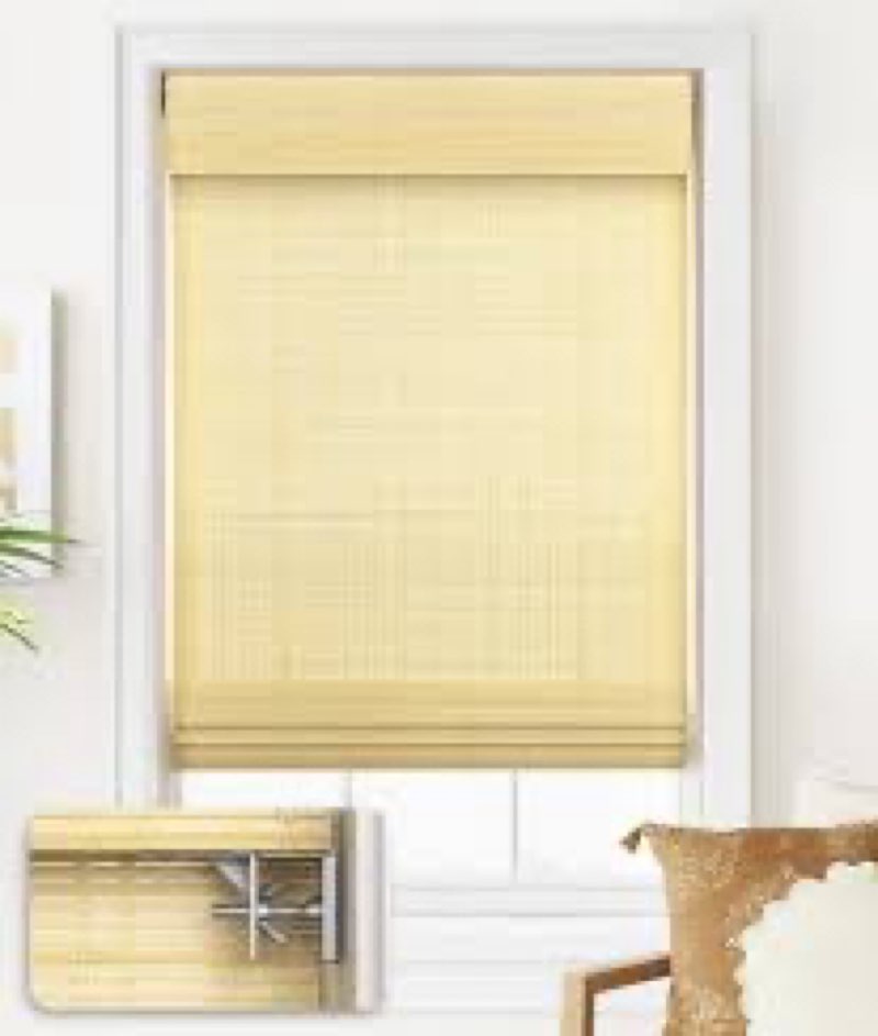 LazBlinds No Tools No Drill Cordless Bamboo Roman Shades, Light Filtering Window Treatment, Roll Up Bamboo Blinds for Windows 27'' W x 64'' H, Ceylon Light Russet Light Filtering-ceylon Light Russet 27" W x 64" H