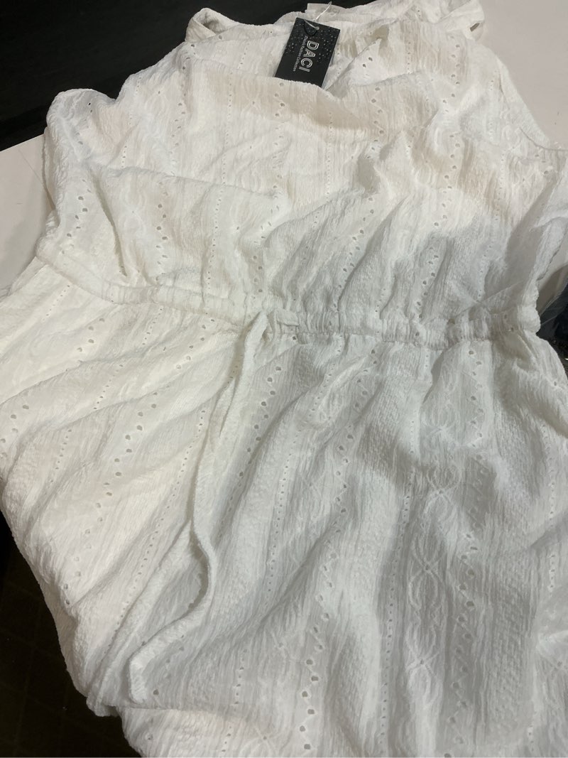 Condition photo showing New/Like New for Daci Plus Size Swimsuit Cover Ups - Women Halter Hollow Out Bathing Suit Beach Coverup Sun-Dress Regular X-Large White-1