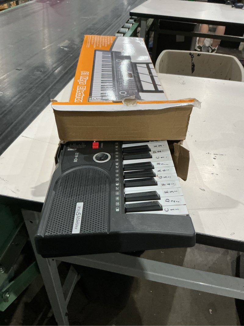 Condition photo showing As Is for 61 keys keyboard piano, electronic digital piano with built-in speaker microphone, sheet stand and power supply, portable piano keyboard gift teaching for beginners
