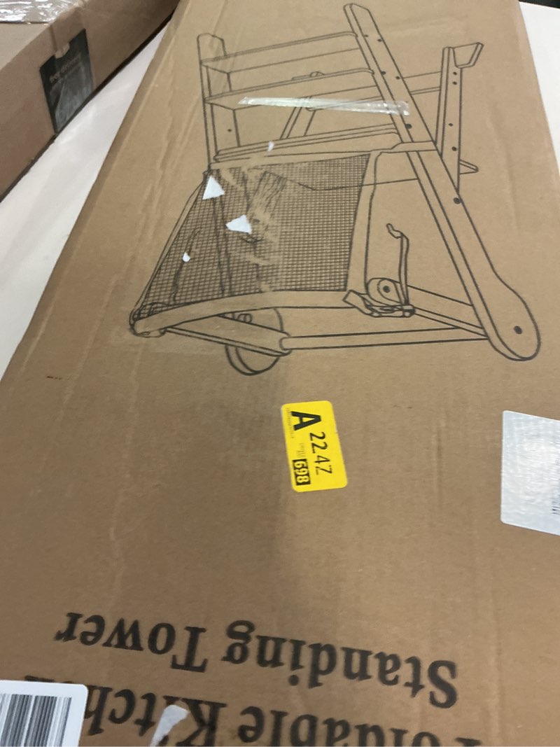 Condition photo showing New/Like New for COSYLAND Foldable Toddler Standing Tower - Adjustable Height Folding Step Stool Kids Toddler Kitchen Stool Helper for Learning and Cooking - Ages 18 Months to 6 Years with Safety net Natural & Grey Grey & Natural