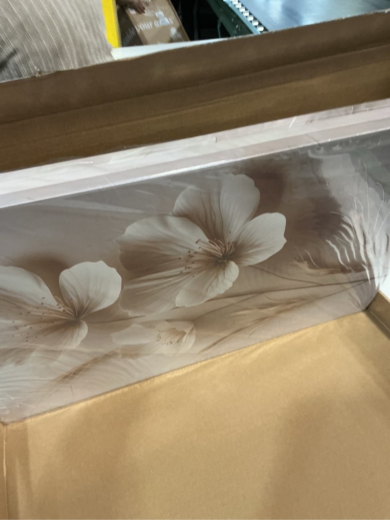 Condition photo showing New/Like New for fyldpsb 3pcs unframed neutral beige floral canvas wall art, modern simple texture plant painting wall decor, vintage flower poster prints for living room bedroom farmhouse ready to hang 24''l x 16''w 24"l x 16"w 3d flower
