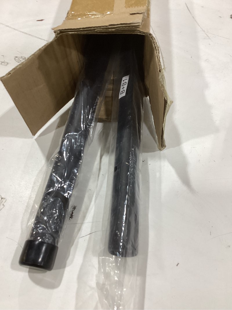Condition photo showing Good Condition for black bay window curtain rods with aluminum end cap finials and brackets,adjustable 36-72 inch center rod for windows (24-68’’), 20-36 inch side rods for windows (16-32’’),1 inch diameter 20-36"&36-72"&20-36"(3 sided) black