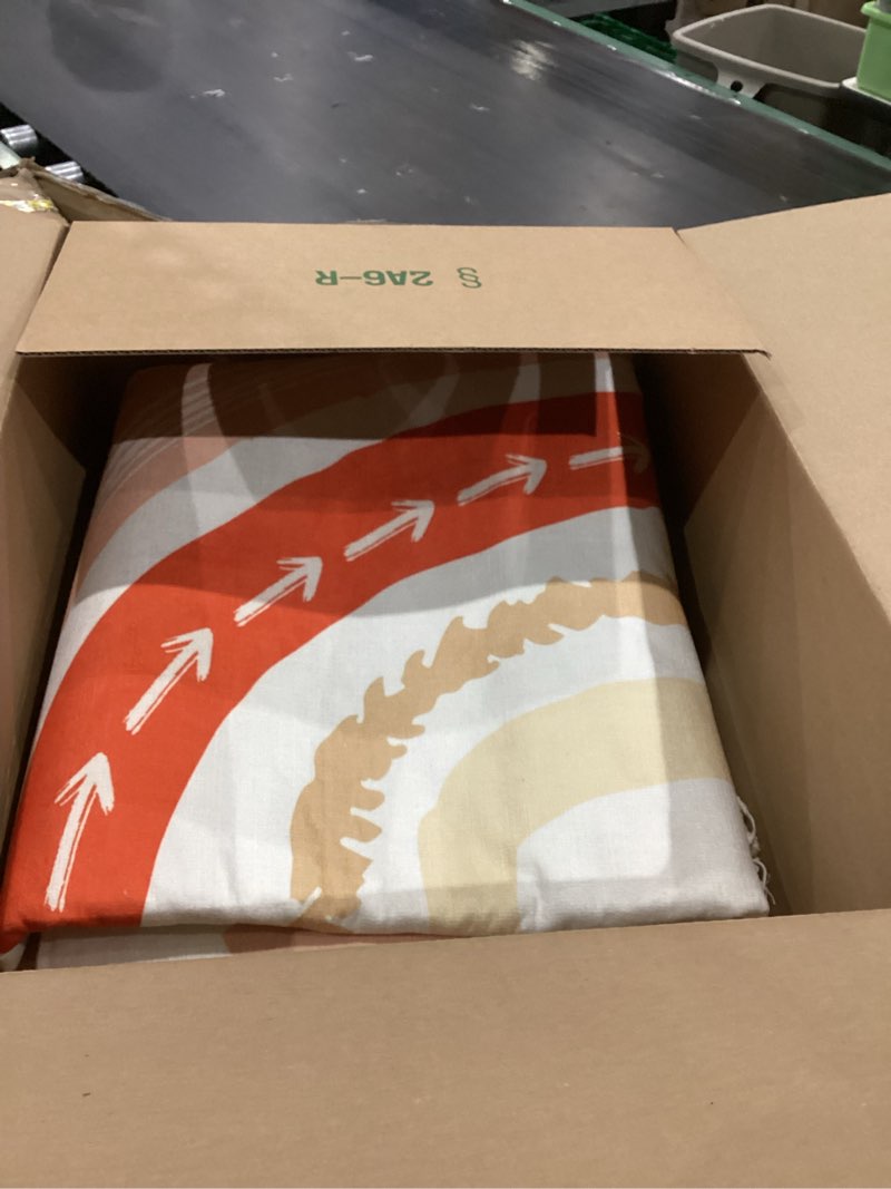 Condition photo showing As Is for (Used))Scandinavian Boho Rainbow Print Nursery Rug Neutral Area Rug  Minimalist Kids Playroom Rugs Neutral Rugs Home Decor for Living Room, Bedroom, Patio, Indoor Outdoor .