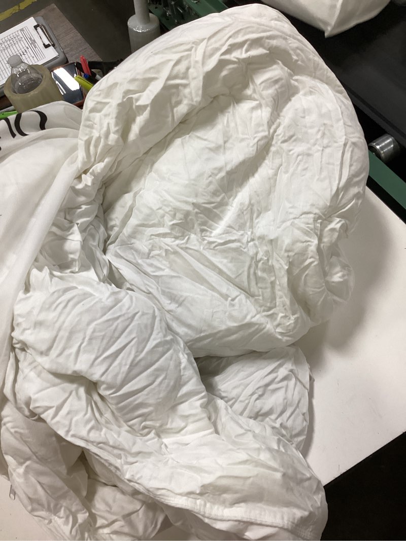 Condition photo showing As Is for all-season premium down alternative comforter, full/queen, white