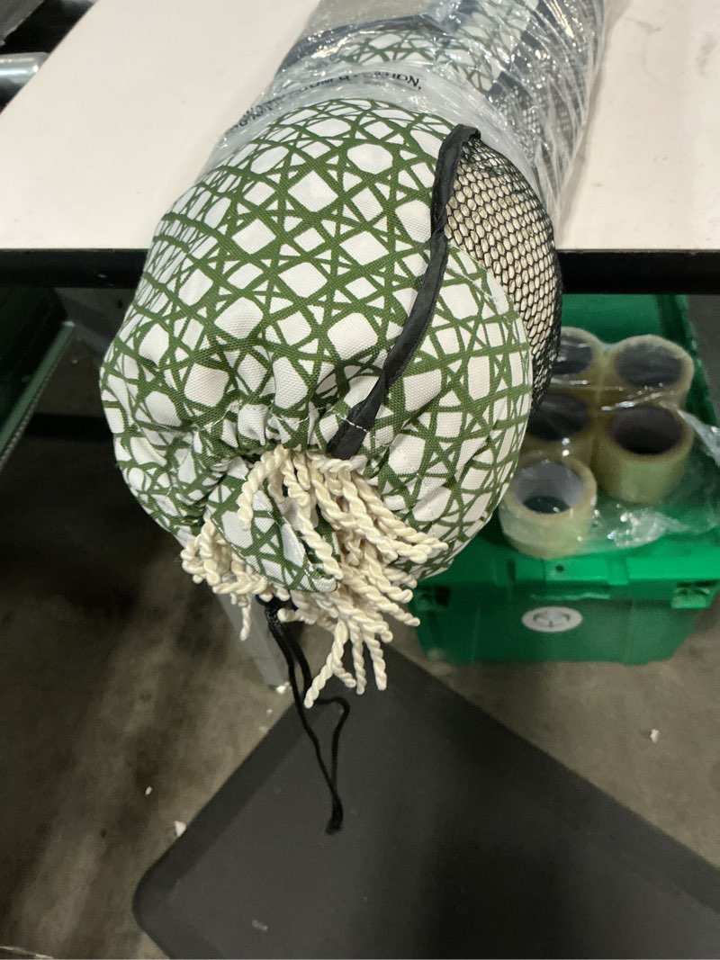 Condition photo showing Good Condition for 7.5' cane fringe outdoor patio umbrella green - tempera