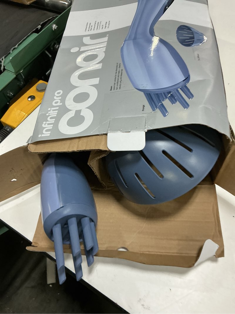 Condition photo showing As Is for infiniti pro by conair steam therapy hair steamer, portable styling tool with 7-inch diffuser attachment, 30-second heat-up, penetrating steam for detangling, reshaping, and volumizing curls, blue