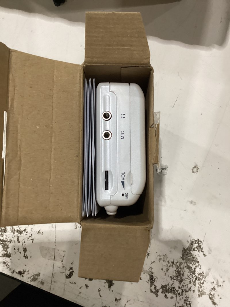 Condition photo showing New/Like New for tomashi portable cassette player tape recorder with built-in speaker,microphone,headphone jack-, 4.57 x 3.54 x 1.38inch white