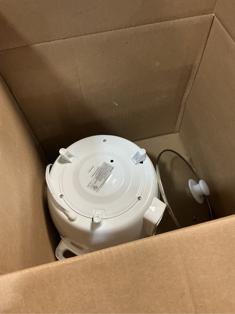 Condition photo showing As Is for aroma® rice cooker, 8-cup (uncooked) / 16-cup (cooked), pot-style rice cooker and soup warmer with one-touch control, 4 qt, white, arc-368ng