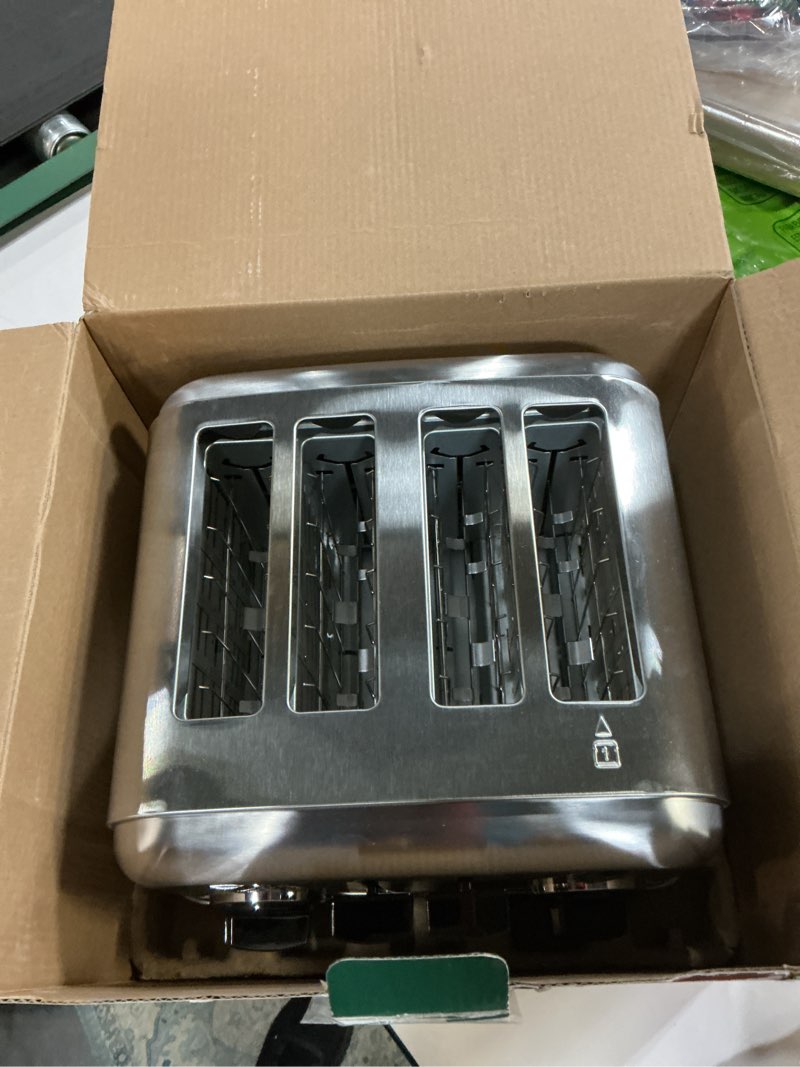 Condition photo showing Good Condition for Cuisinart 4 Slice Compact Stainless Steel Toaster with Extra-Wide Slots for Bread, French Toast, Bagels & Pastries, Defrost & Reheat Functions, CPT-180P1, Brushed Stainless, Removable Crumb Tray