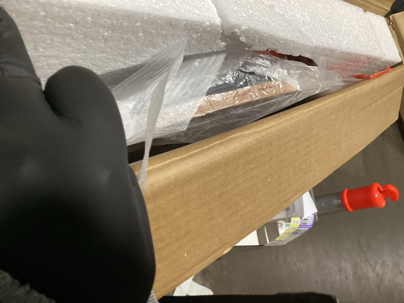 Condition photo showing Good Condition for As is Smuxee Nesting Coffee Table Set of 2, 27.6\" Round Coffee Table Wood Grain Top with Adjustable Non-Slip Feet, Industrial End Table Side Tables for Living Room Bedroom Balcony Yard 27.6\"W Brown