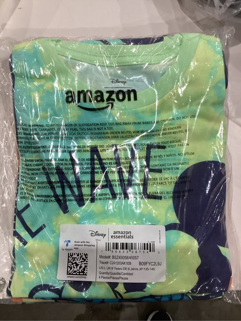 Condition photo showing As Is for Amazon Essentials Disney | Marvel | Star Wars Boys and Toddlers' Short-Sleeve T-Shirts (Previously Spotted Zebra), Multipacks 4 Mickey/Beach Large