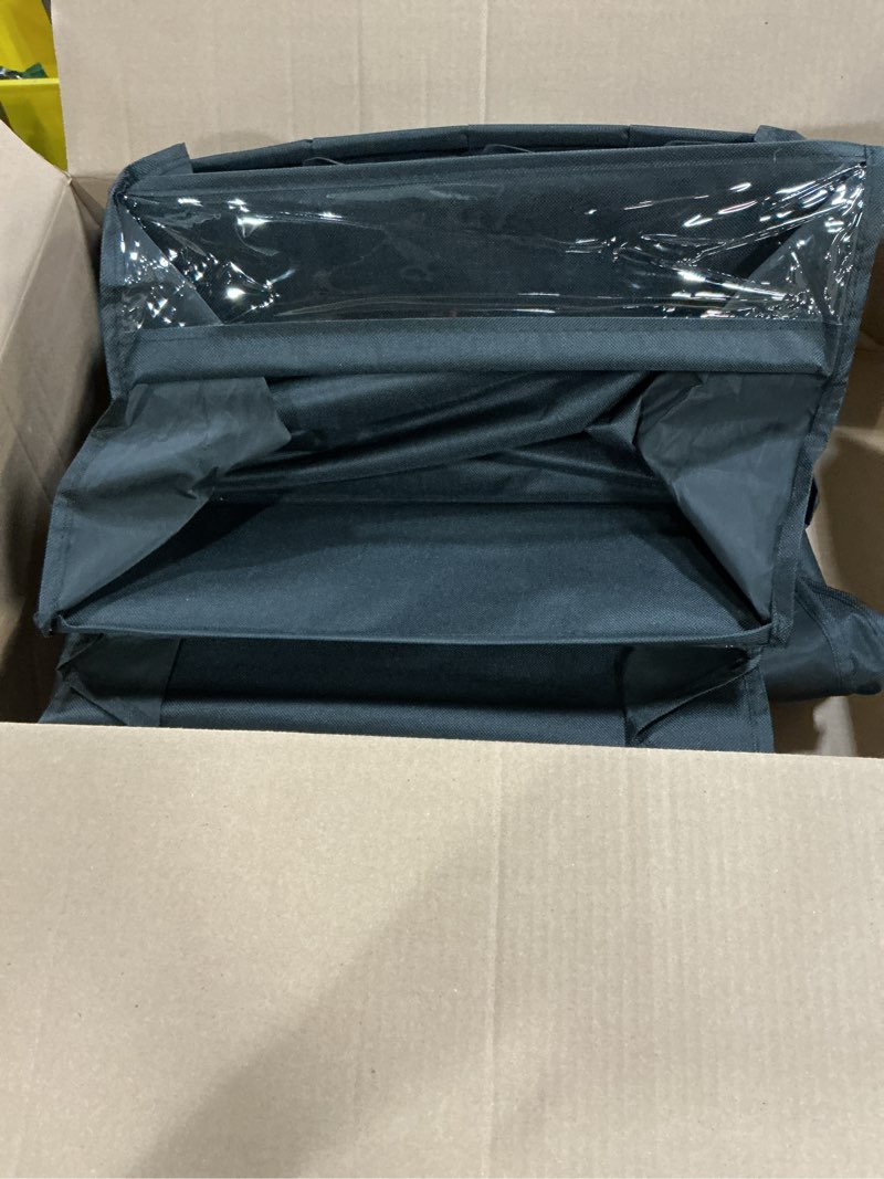 Condition photo showing As Is for Over The Door Shoe Storage Organizer, 8 Tiers Hanging Shoe Rack Behind Door Shoe Holder with 6 Large Deep Pockets 8 Small Pockets, Narrow Shoe Rack for Closet Bedroom Bathroom Nursery RV Dorm, Black