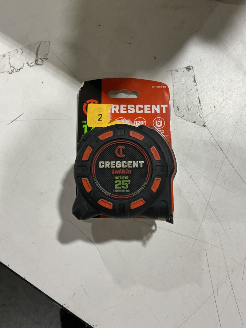 Condition photo showing New/Like New for crescent lufkin shockforce nite eye 25-ft magnetic tape measure