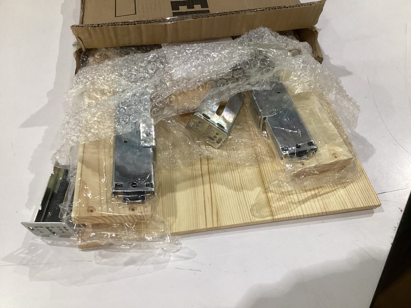 Condition photo showing As Is for pull out cabinet organizer, soft close wooden slide out drawers for pots and pans, full-extension roll out shelves for kitchen cabinets, pantry organization, bottom & side mount(15"w x 21"d x 3.4''h) 15"wide-21"deep (1pack)