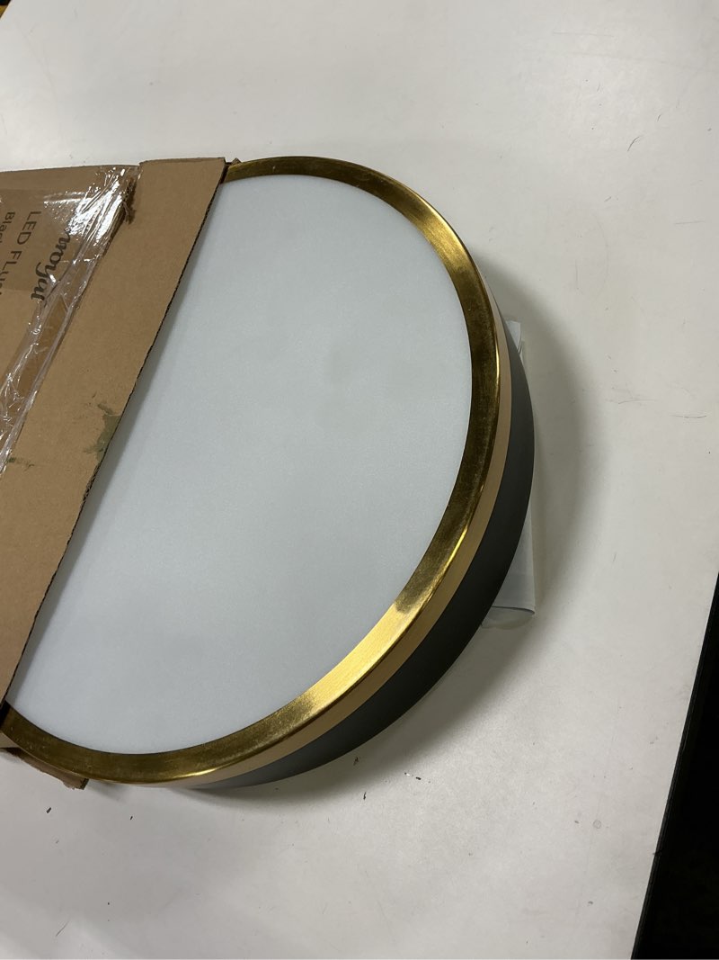 Condition photo showing Good Condition for Flush Mount Ceiling Light Fixture, Black Gold LED Ceiling Light, 13 Inch 22W Dimmable Modern Flush Mount Lights for Hallway, Bedroom, Kitchen