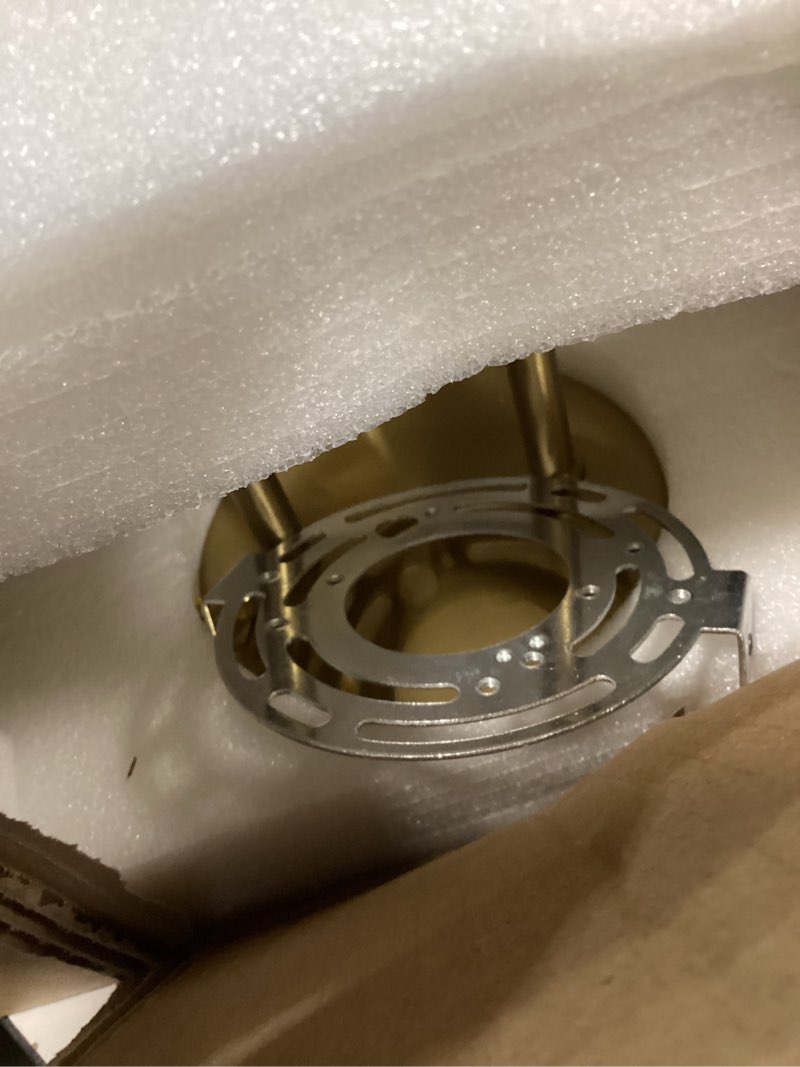 Condition photo showing As Is for 2 light bathroom vanity light, brushed gold double wall sconce with flared white fabric shade, modern sconces wall lighting for hallway bedroom stairway, vl837-bg brushed gold 2-light, 18.5"