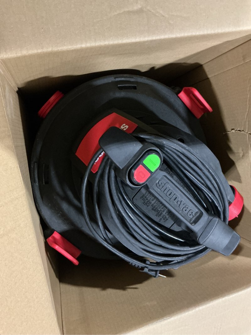 Condition photo showing As Is for shop-vac 12-gallon 5.5 hp corded wet/dry shop vacuum with accessories included