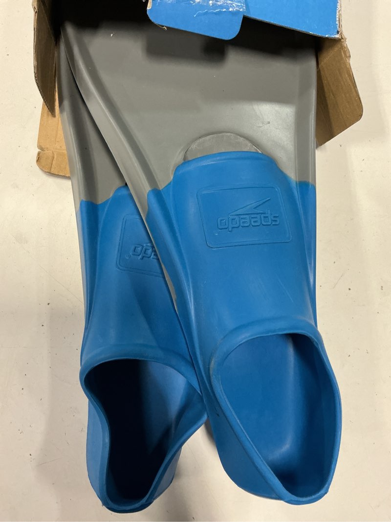 Condition photo showing As Is for speedo unisex-adult swim training fins rubber long blade blue/grey sioc medium