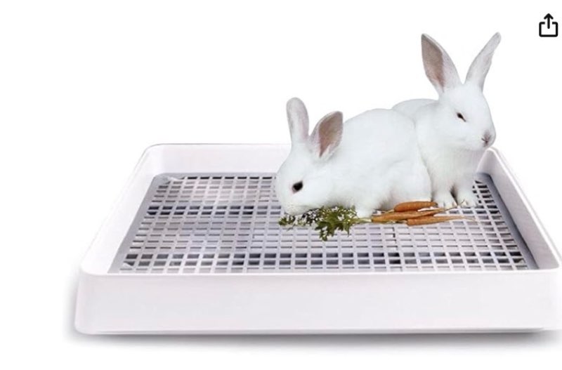 oncpcare 22x17 super large rabbit litter box with grate for cage, extra large bunny restroom tray pan toilet, fits 2 rabbits
