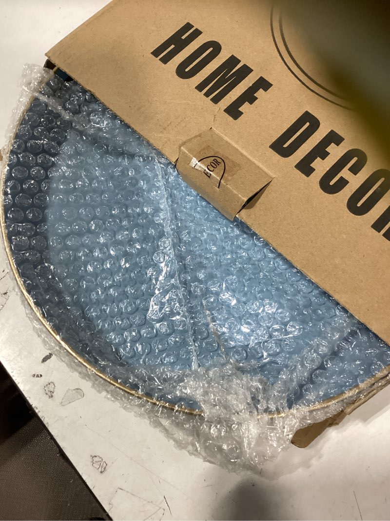Condition photo showing Good Condition for spsyrine round blue decorative tray, 13" plastic serving table tray with handles for breakfast, ottoman, coffee table, bathroom, kitchen, living room pure blue