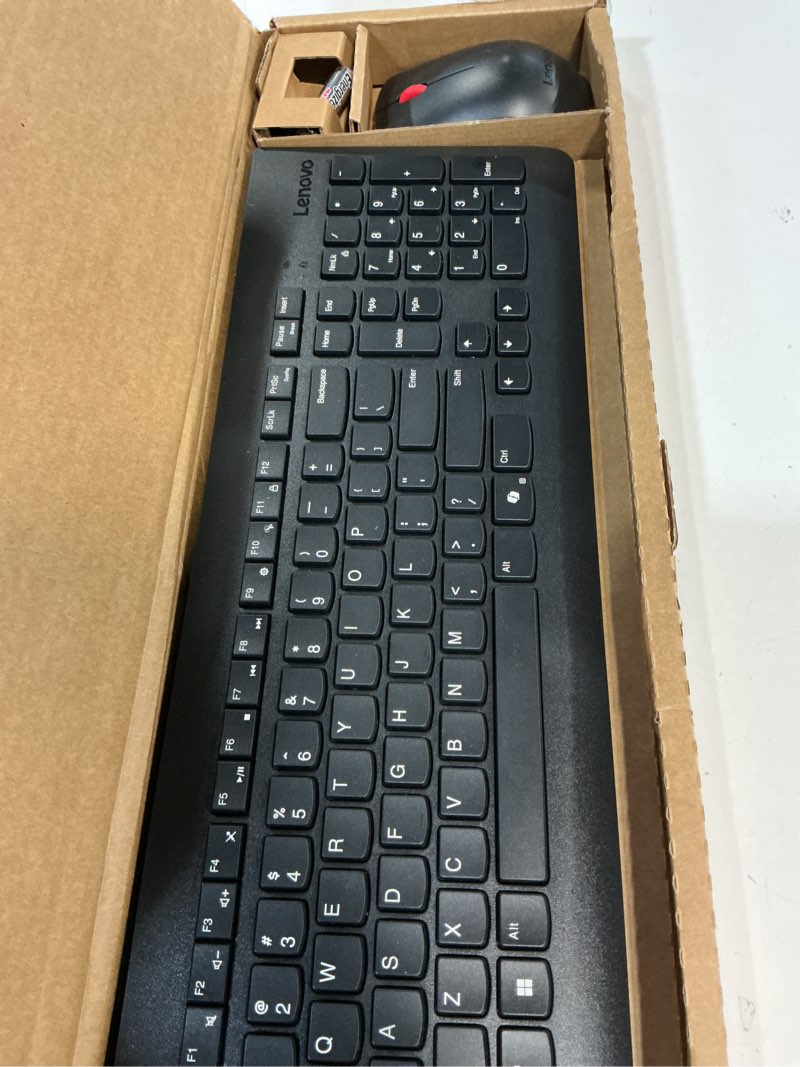 Condition photo showing New/Like New for lenovo 510 wireless keyboard & mouse combo, 2.4 ghz nano usb receiver, full size, island key design, left or right hand, 1200 dpi optical mouse, gx30n81775, black